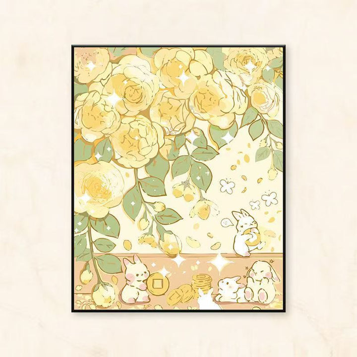 Whimsical Floral and Animal-Themed Canvas Art Print Stornfield