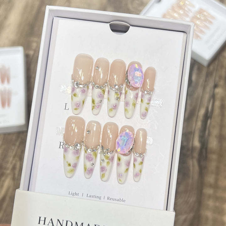 Decorative Floral Stiletto Press-On Nail Set Stornfield