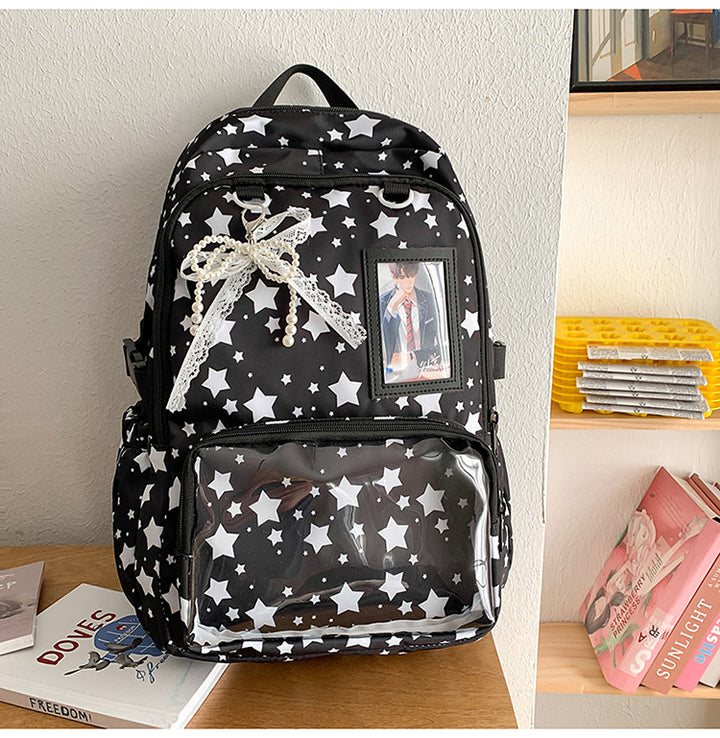 Backpack with Playful Star Design and Viewing Window Stornfield