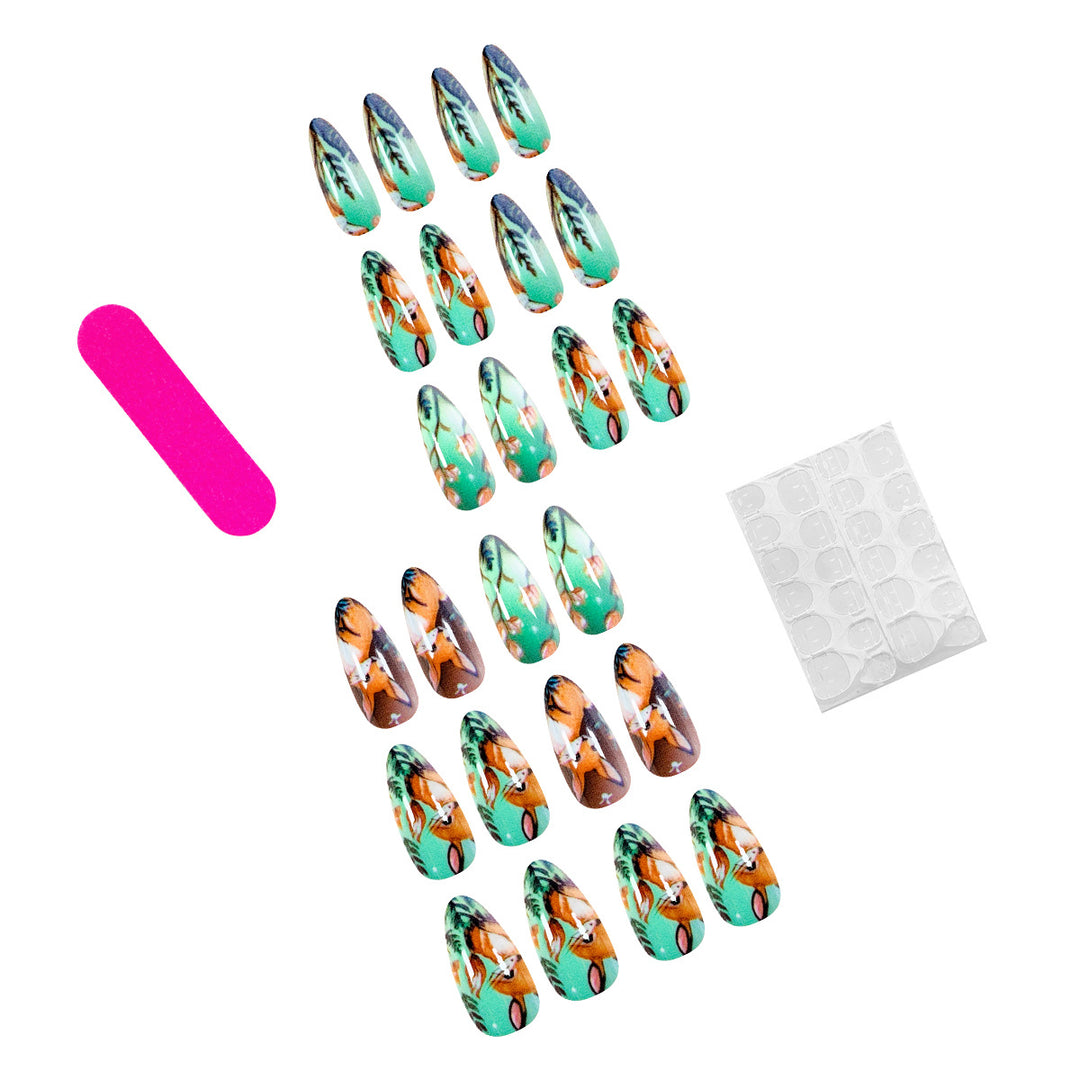 Artistic nail art in woodland animal motif Stornfield
