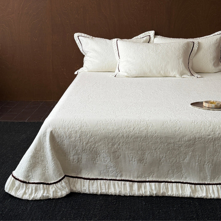 Decorative Elegant Floral Embroidered Bedspread Set Stornfield