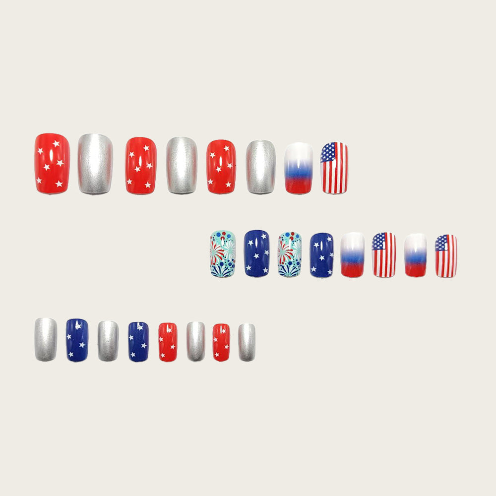 Artificial Nail Set with Patriotic Motifs Stornfield
