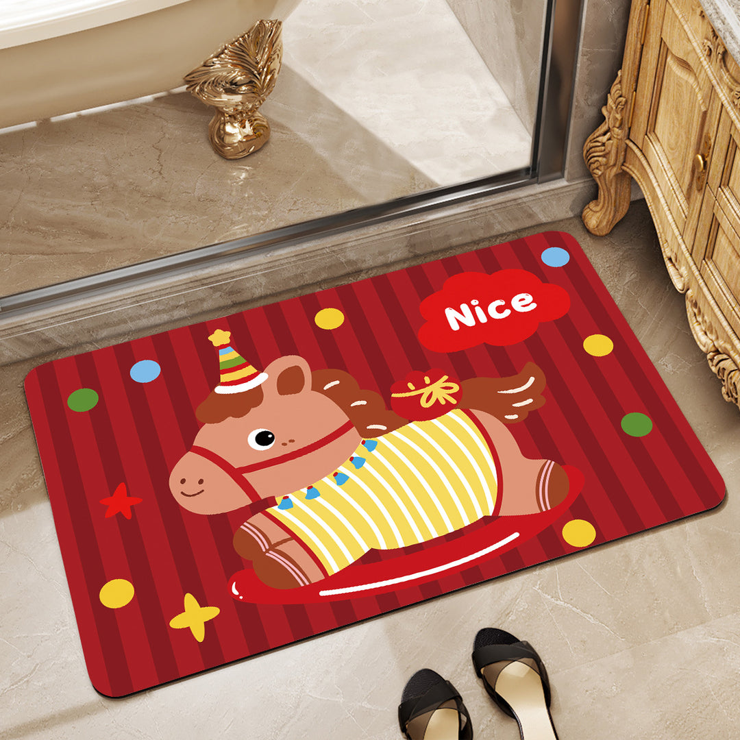 Playful Horse-Themed Memory Foam Bath Mat Stornfield