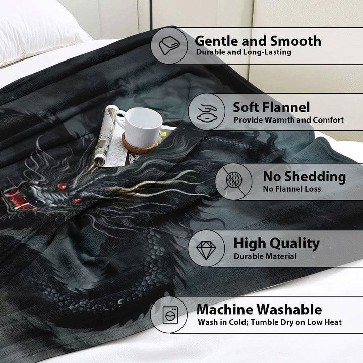 Artistic Dragon-Themed Fleece Blanket