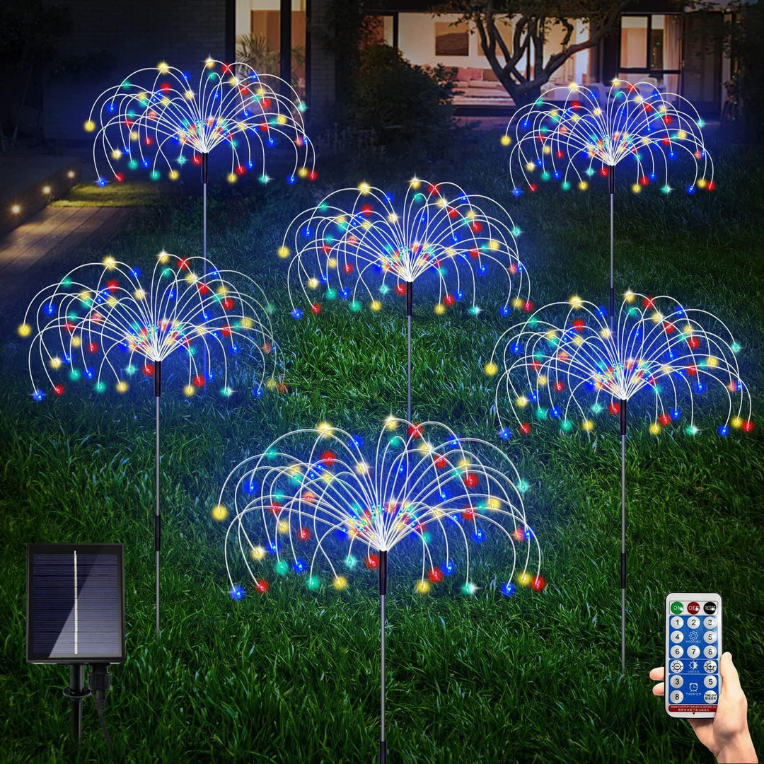 Solar-Powered Fiber-Optic Dandelion Garden Stake Lights With Waterproof LED Fireworks Effect Stornfield