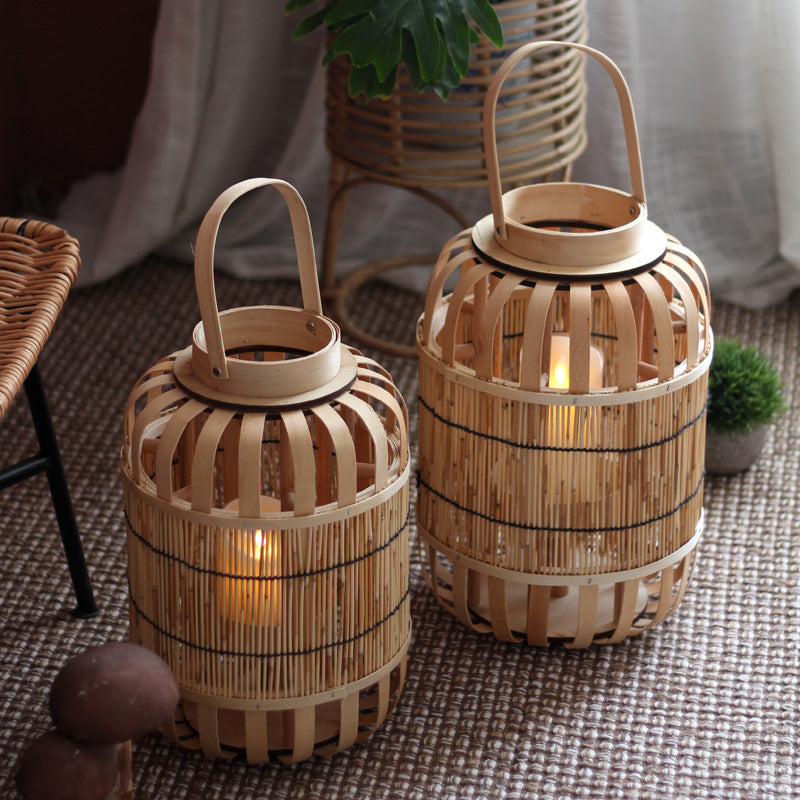 Handcrafted lantern made of bamboo and metal Stornfield