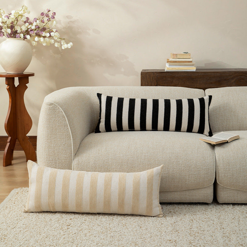 Long striped linen-cotton lumbar pillow for sofa and bed Stornfield