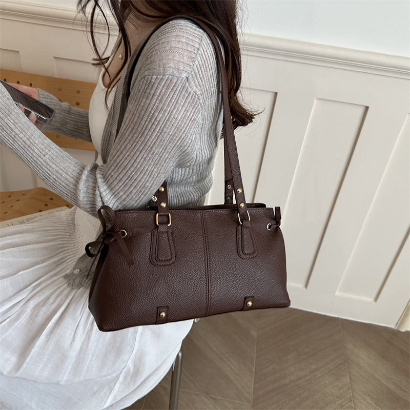 Textured Shoulder Tote Bag