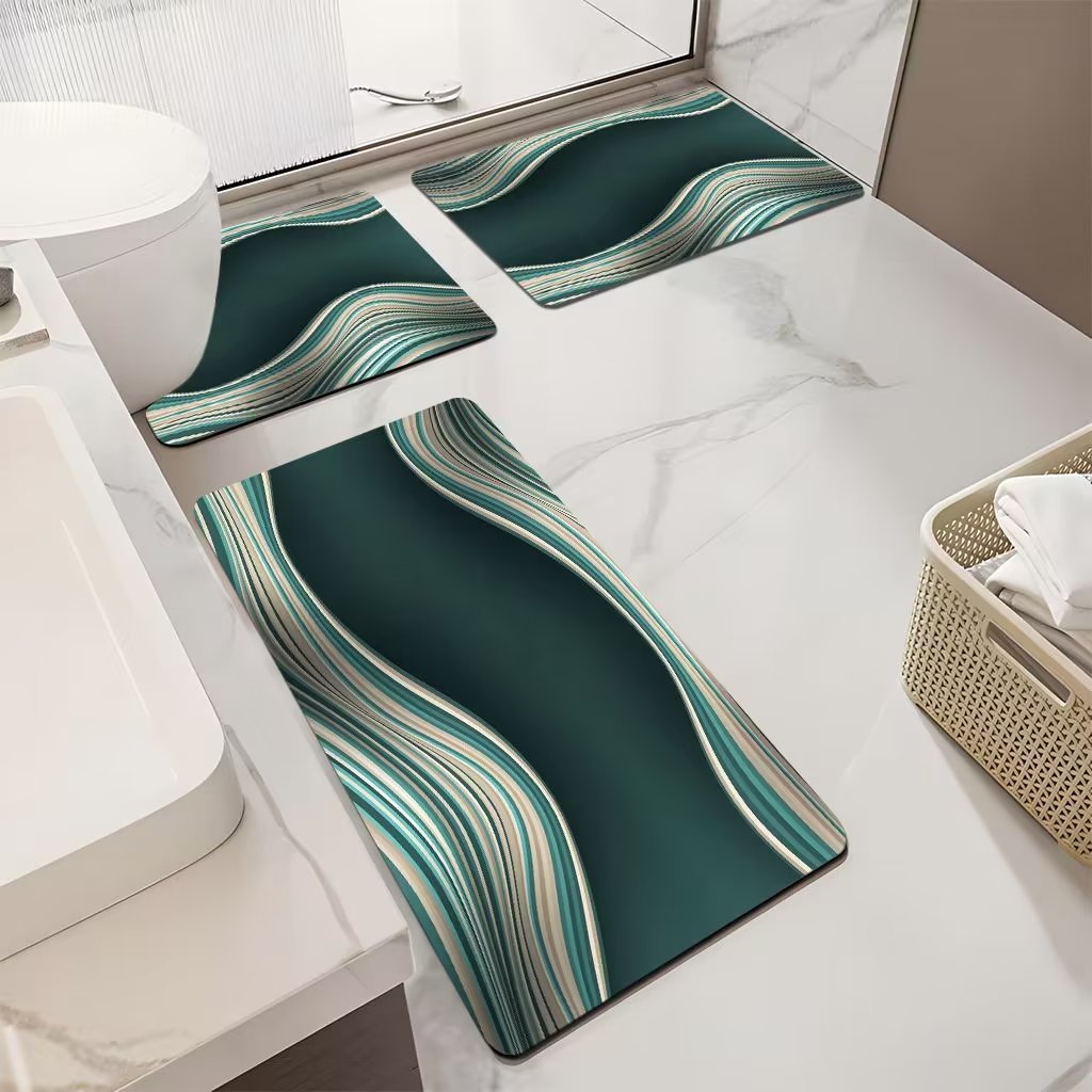 Luxurious Marble Pattern Bath Mat Set Stornfield