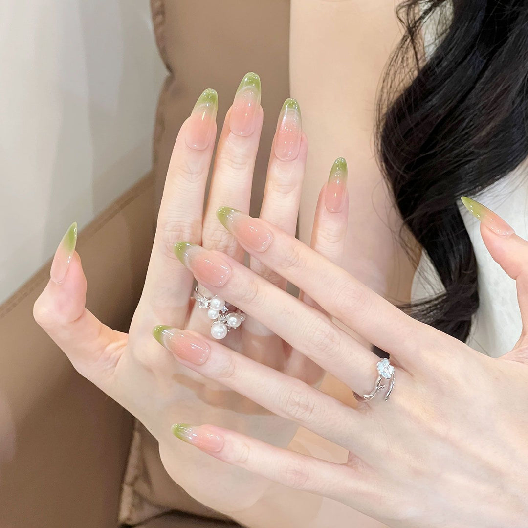 Elegantly Curved Ombre Press-On Nail Set Stornfield
