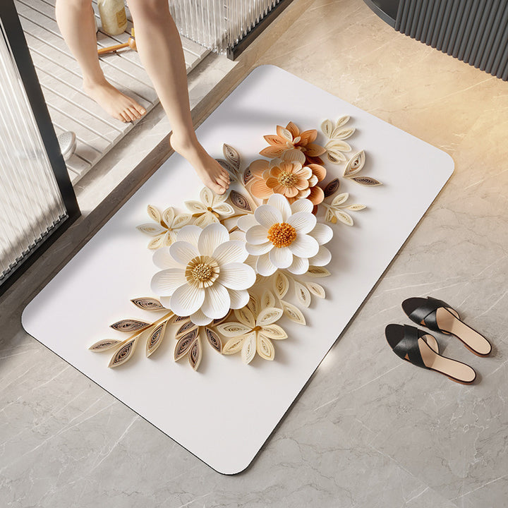 Soft Plush Floral Design Bath Mat