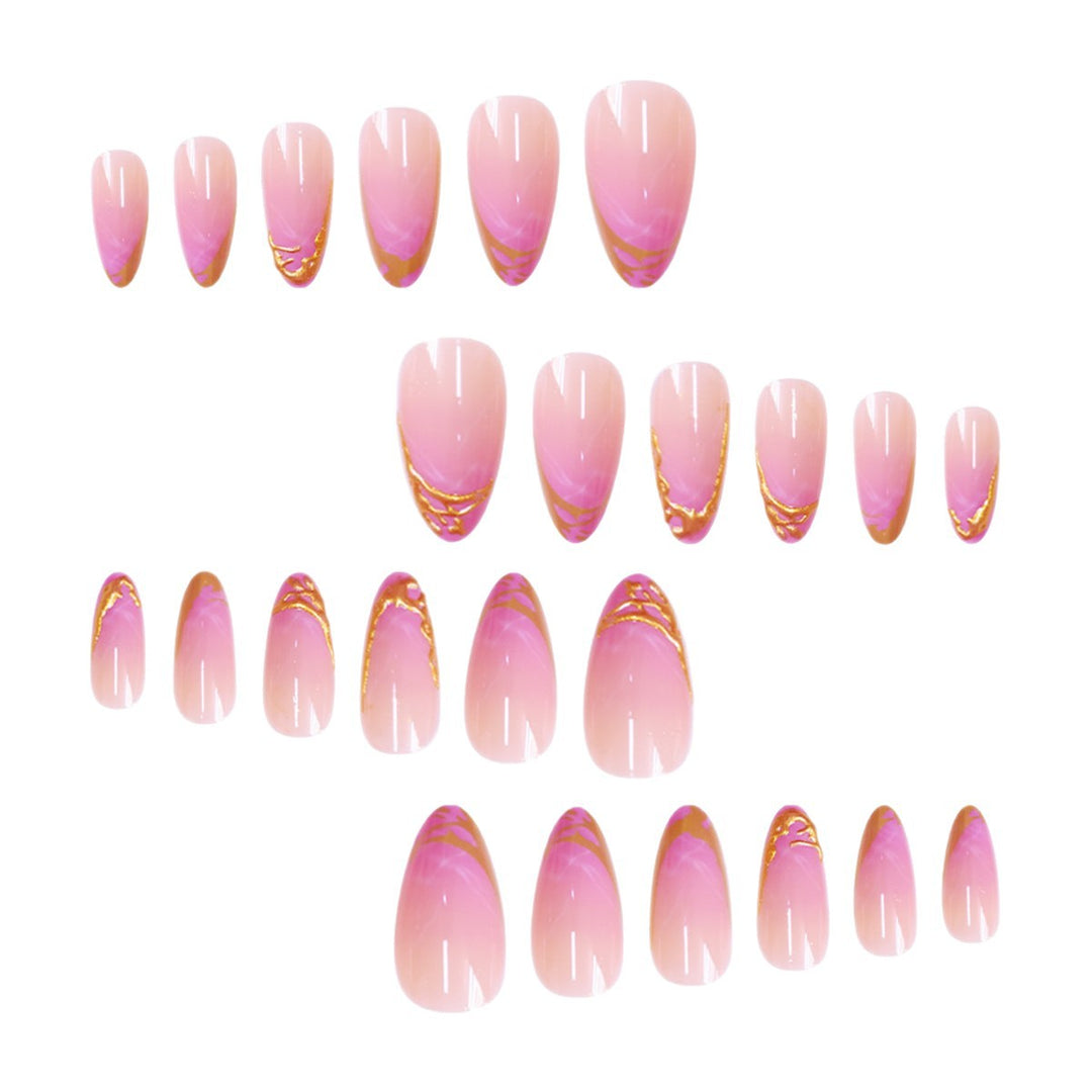Elegant Stiletto Press-On Nail Extensions with Gold Tip Detail Stornfield