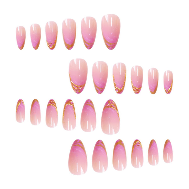 Elegant Stiletto Press-On Nail Extensions with Gold Tip Detail Stornfield