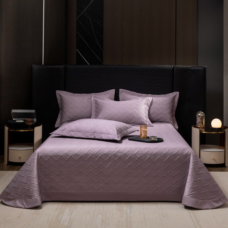 Quilted Chevron Bedspread Set with Reversible Coverlet and Pillow Shams