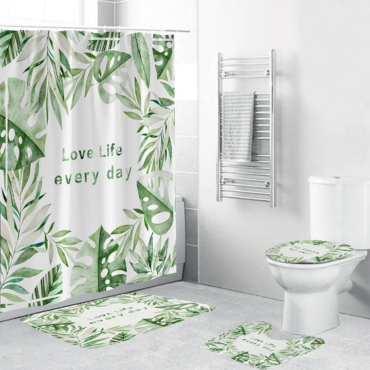 Tropical Leaf Print Bathroom Set Stornfield