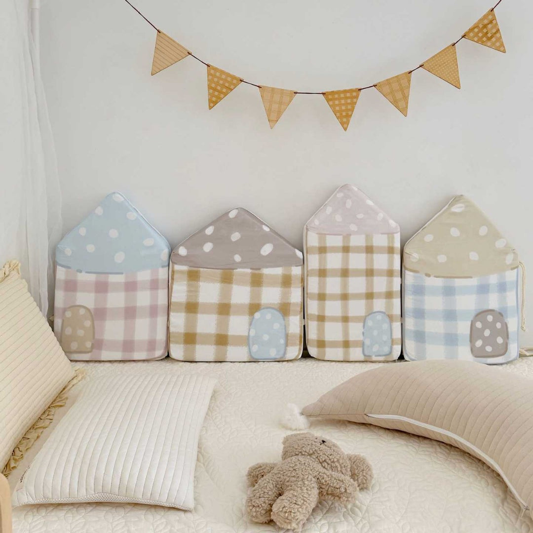 House-Shaped Foam Backrest Cushion Set for Kids Playroom Nursery Decorative Pillows