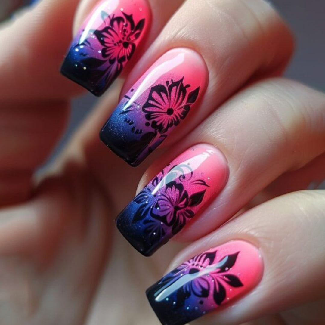Floral Ombre Acrylic Nail Art Extensions Stornfield