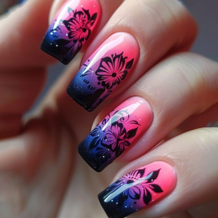 Floral Ombre Acrylic Nail Art Extensions Stornfield