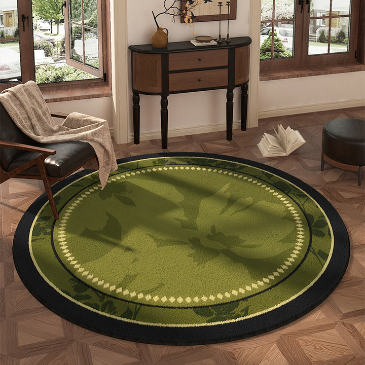 Round Floral Design Area Rug