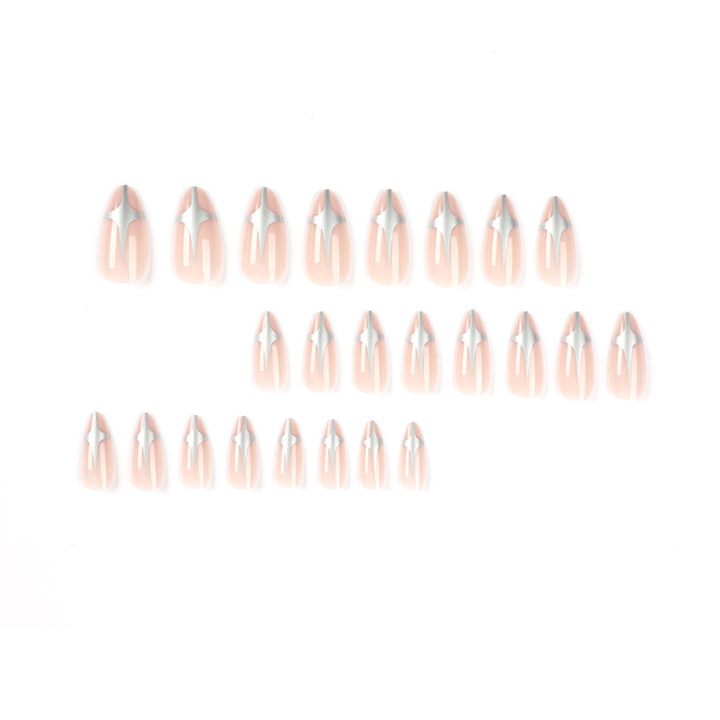 Artful Stiletto Nails with Silver Accents Stornfield