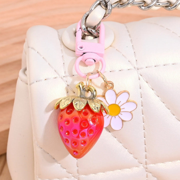 Keychain with Fruity Strawberry Design Stornfield