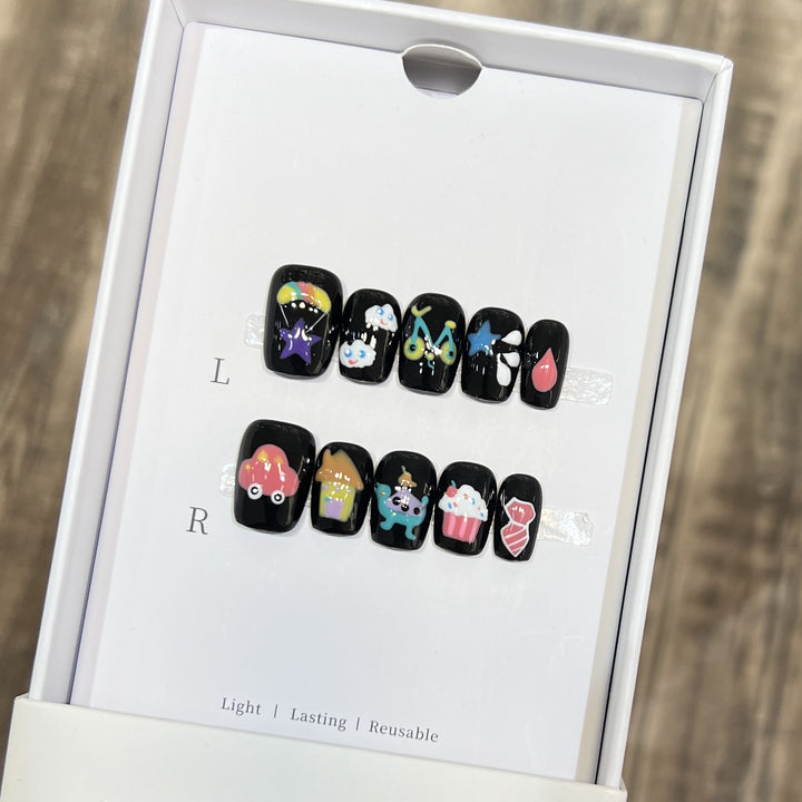 Whimsical Cartoon-Themed Press-On Nail Set Stornfield