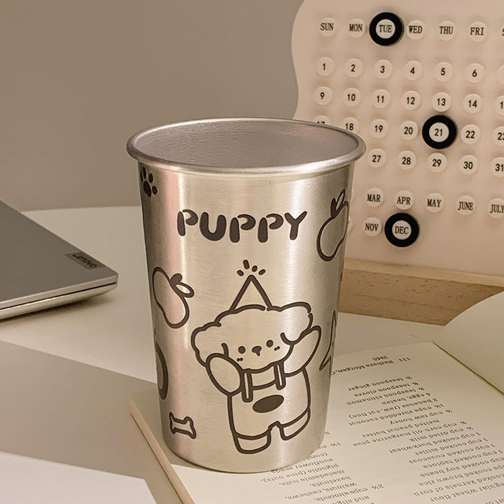 Stainless Steel Drinking Cup with Playful Dog Design Stornfield