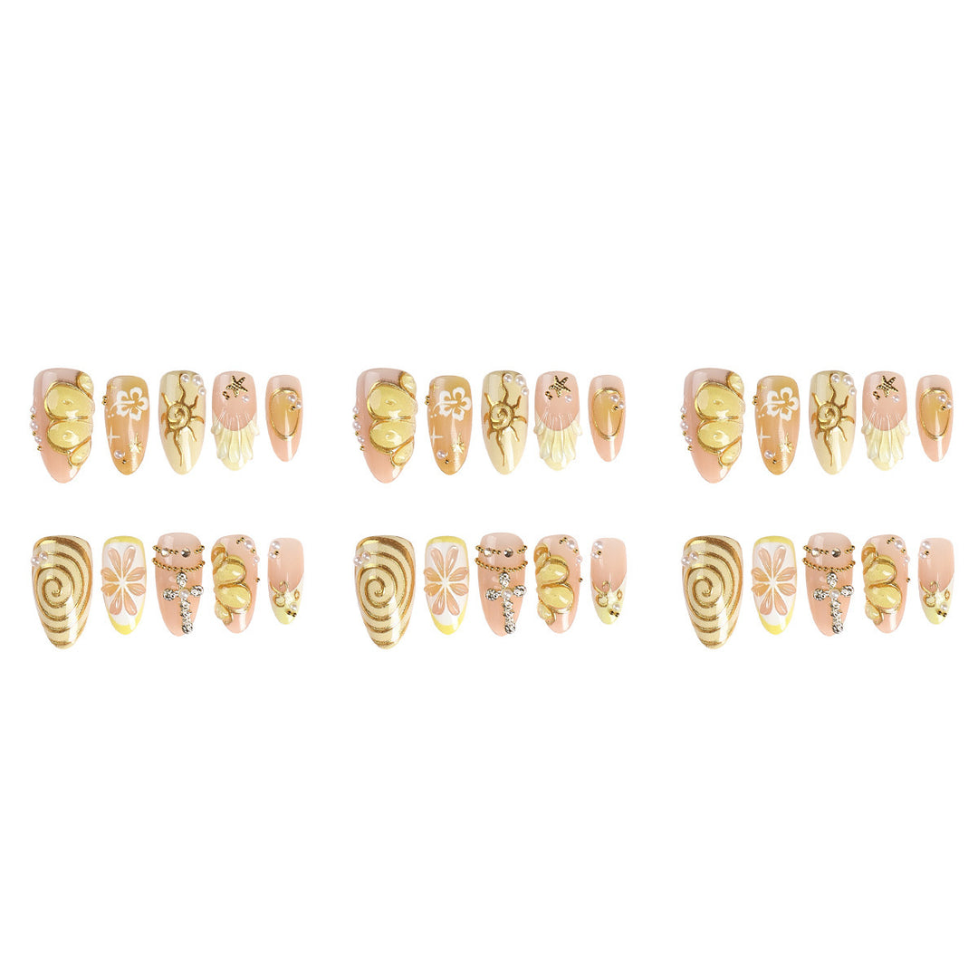 Acrylic nail set with elegant floral embellishments Stornfield