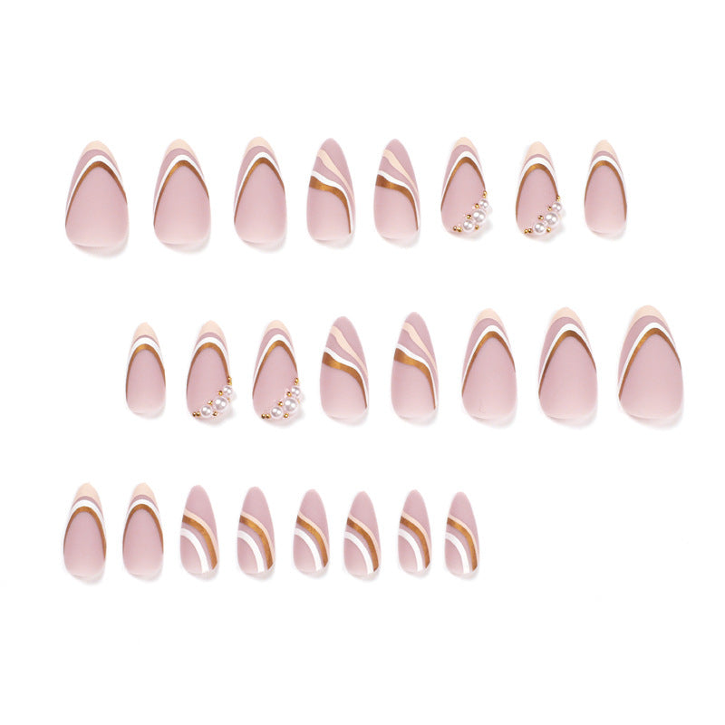 Artistic stiletto nails with elegant wave design Stornfield