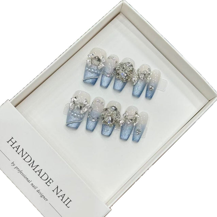 Decorative Press-On Nail Art Set with Rhinestones