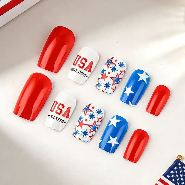 Creative artificial nails with patriotic design Stornfield