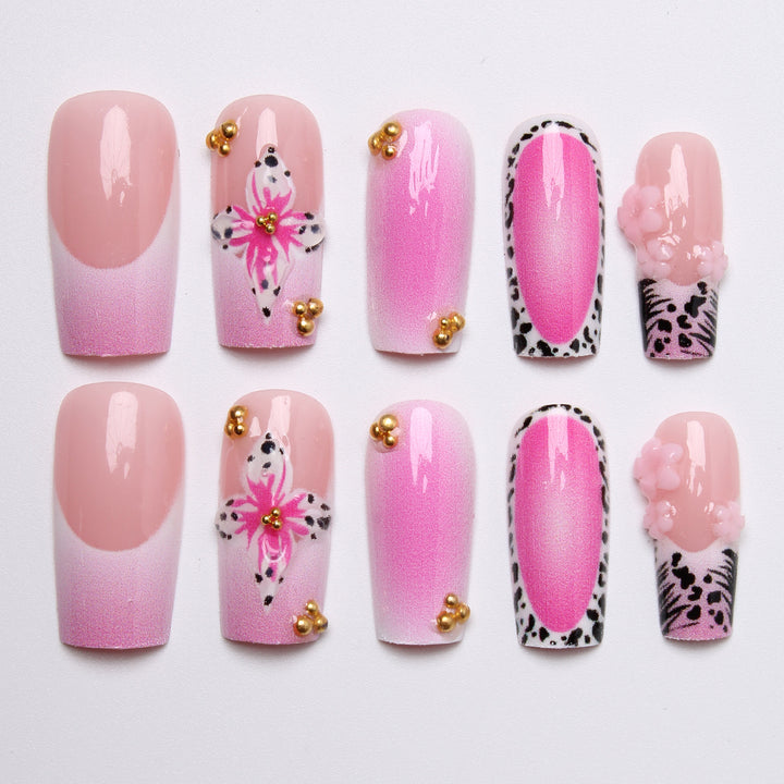 Nail art set with floral and glamorous accents Stornfield