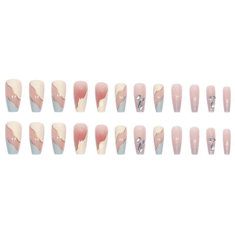 Elegant Stiletto Press-On Nail Art with Geometric Design Stornfield