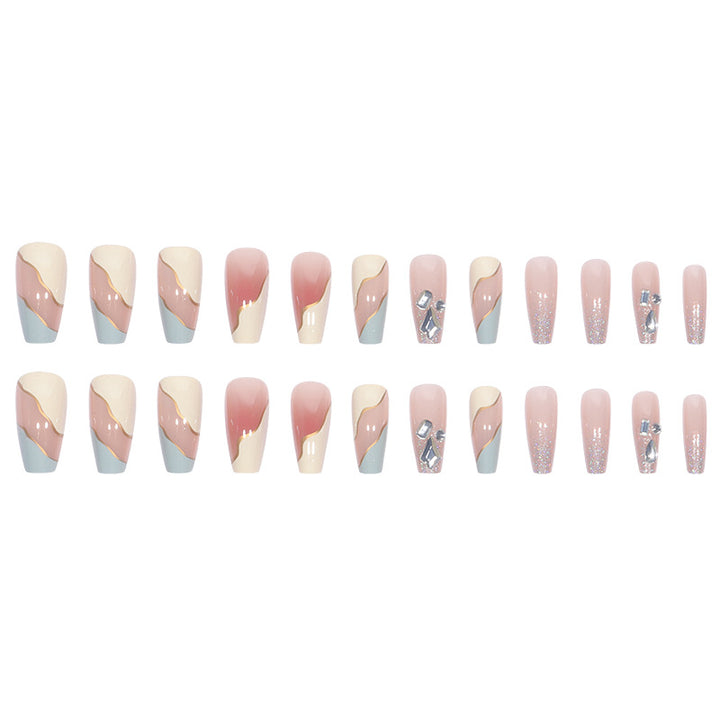 Elegant Stiletto Press-On Nail Art with Geometric Design Stornfield