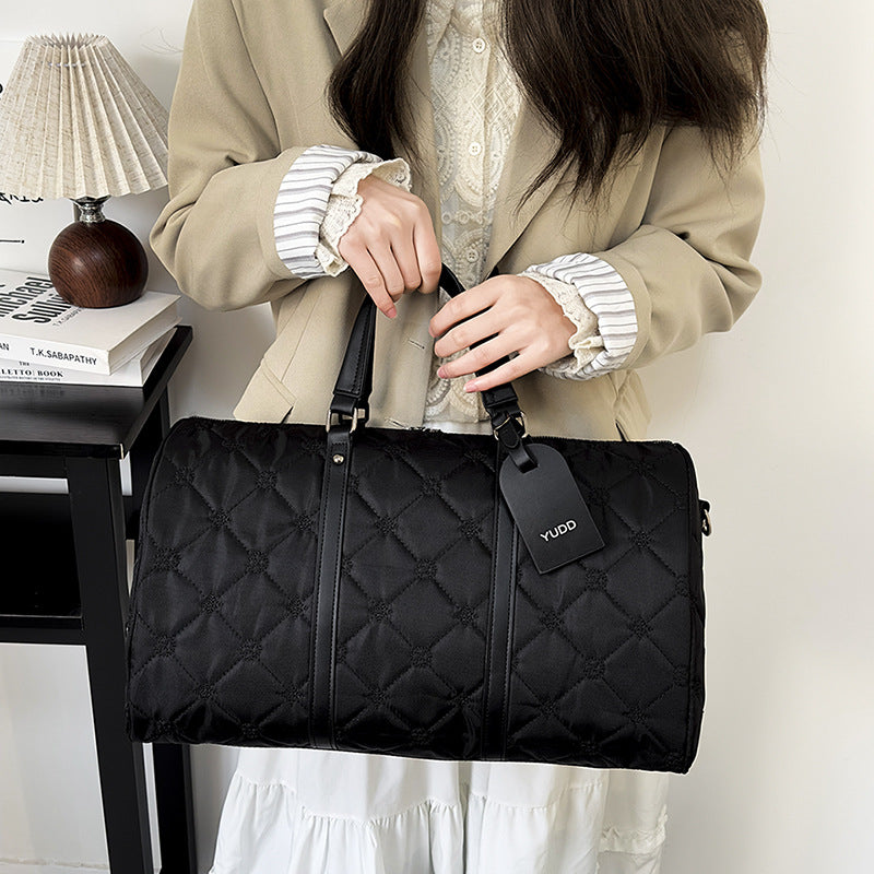 Quilted Multi-Compartment Travel Duffel Bag