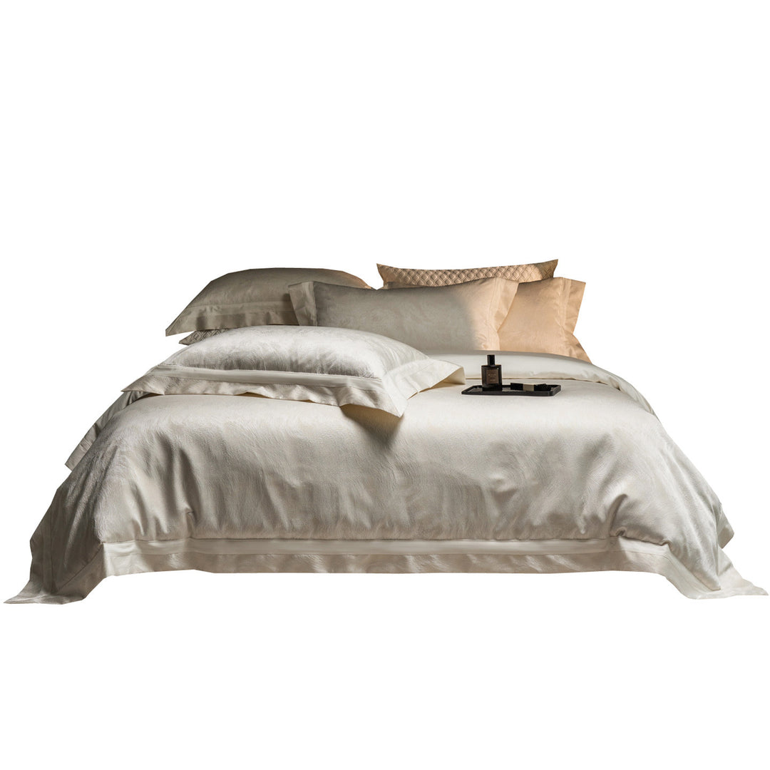 Silk-Feel Satin Duvet Cover Set with Flanged Border and Pillow Shams