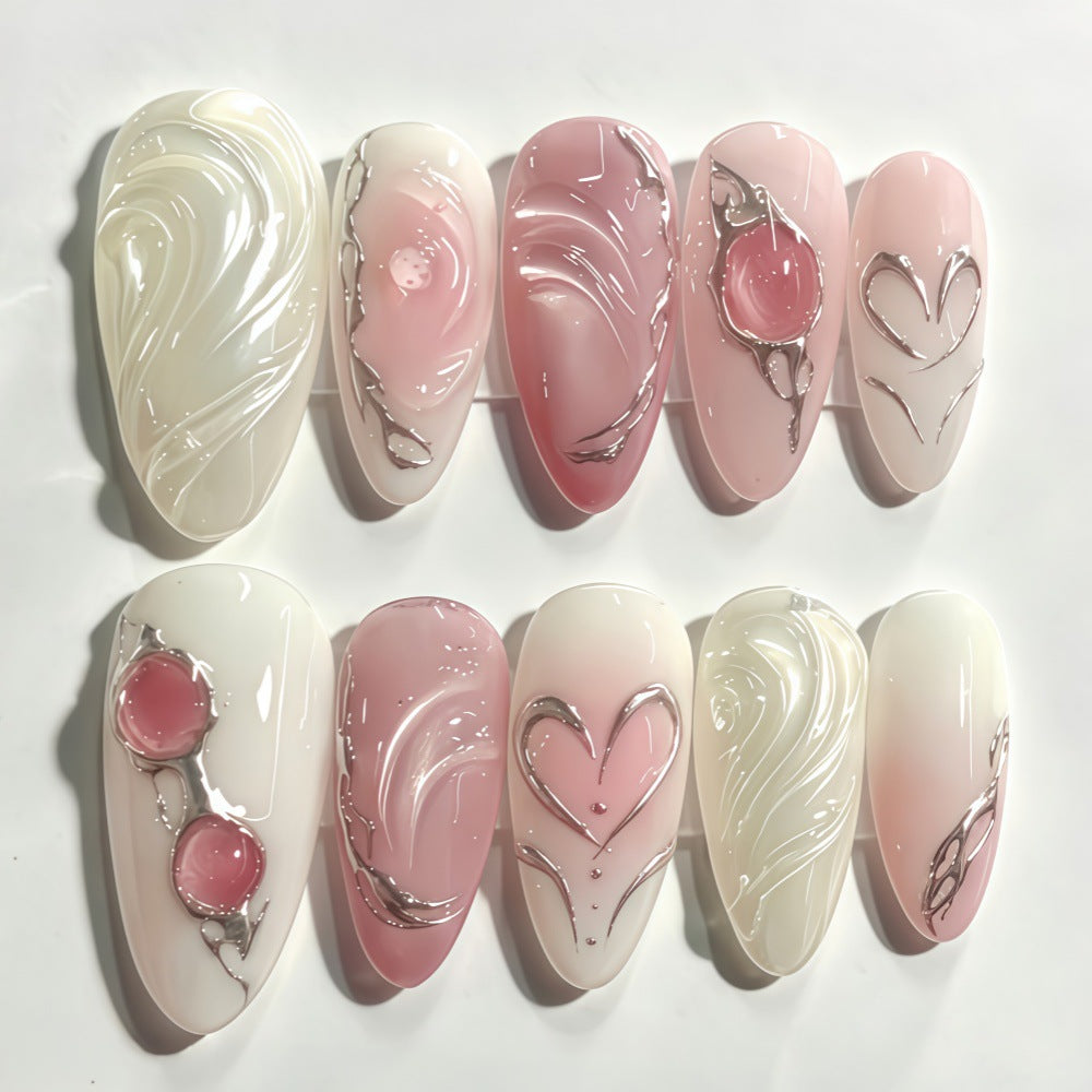 Elegant Artificial Nail Set with Romantic Design Stornfield