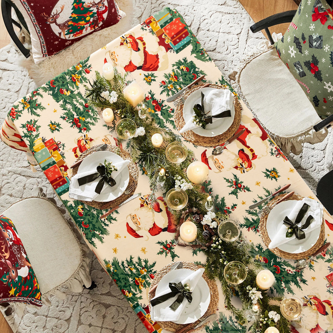 Christmas tablecloth made of cotton blend fabric with water-repellent surface and festive pattern Stornfield