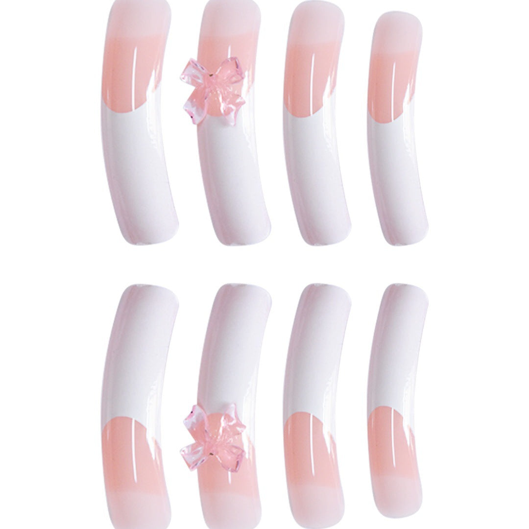 Stylish Acrylic Press-On Nail Extensions with Decorative Bow Stornfield