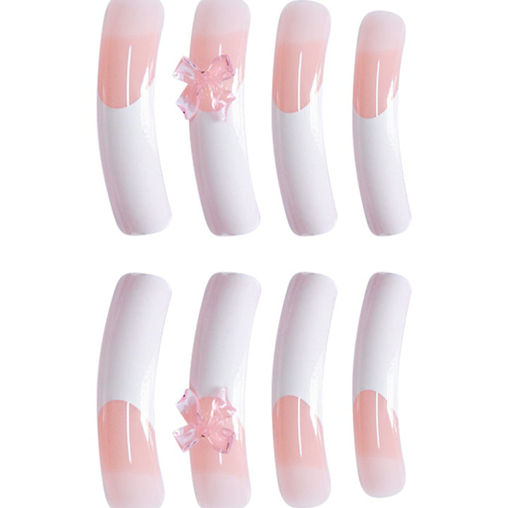 Stylish Acrylic Press-On Nail Extensions with Decorative Bow Stornfield