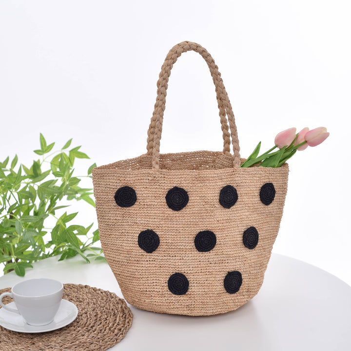 Handcrafted tote bag with colored appliques Stornfield