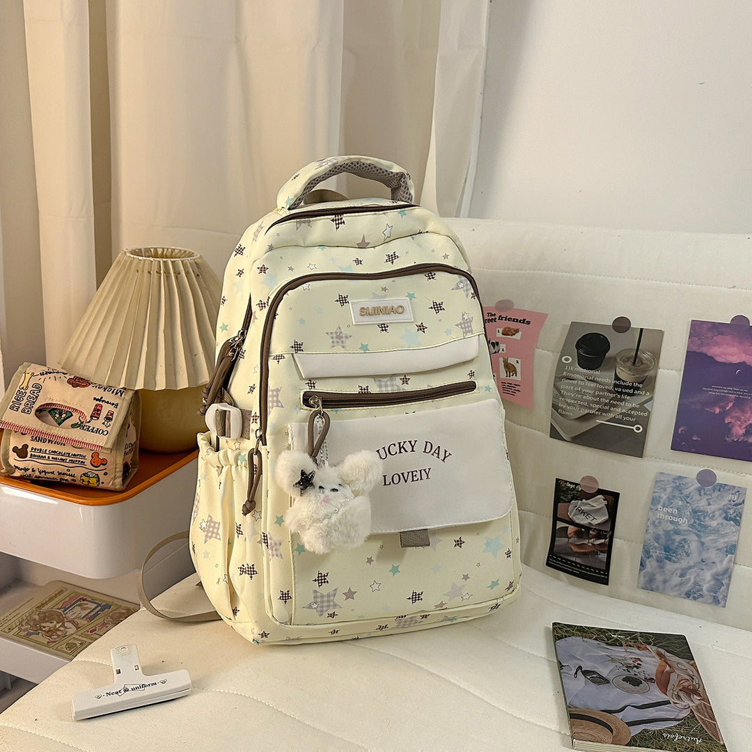Multi-Pocket Backpack with Plush Charm Stornfield