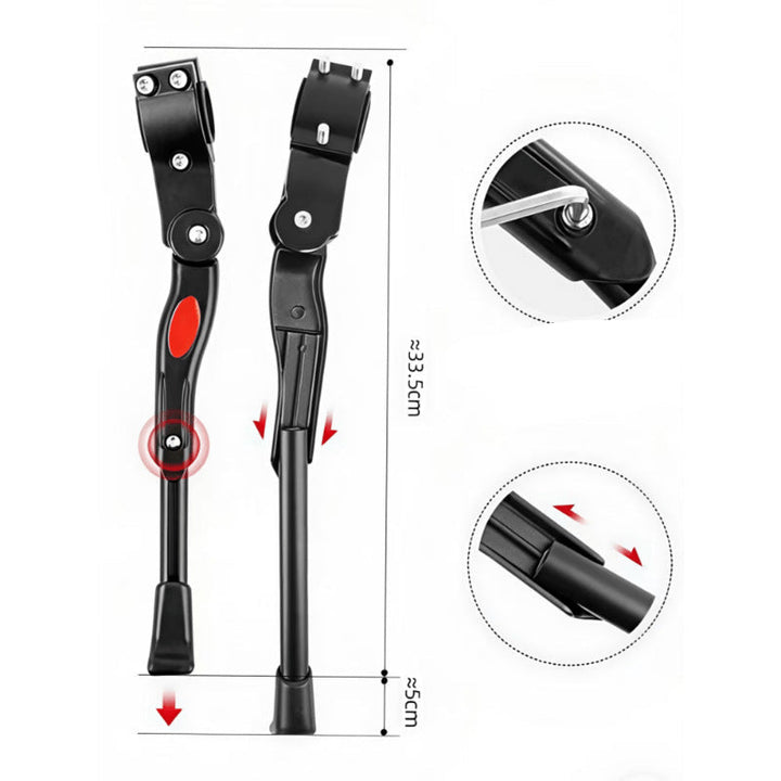 rear-mount telescopic bicycle kickstand with reinforced hinge Stornfield
