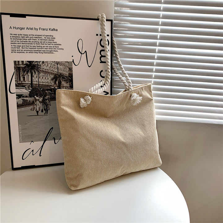 Textured Drawstring Tote Bag