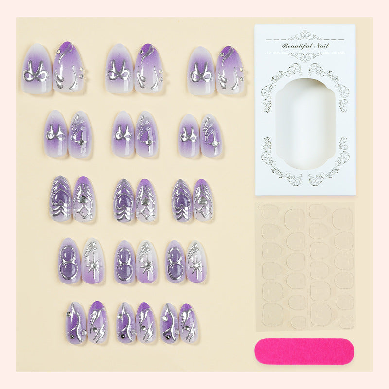 Artistic Press-On Nail Set with Elegant Floral Designs Stornfield