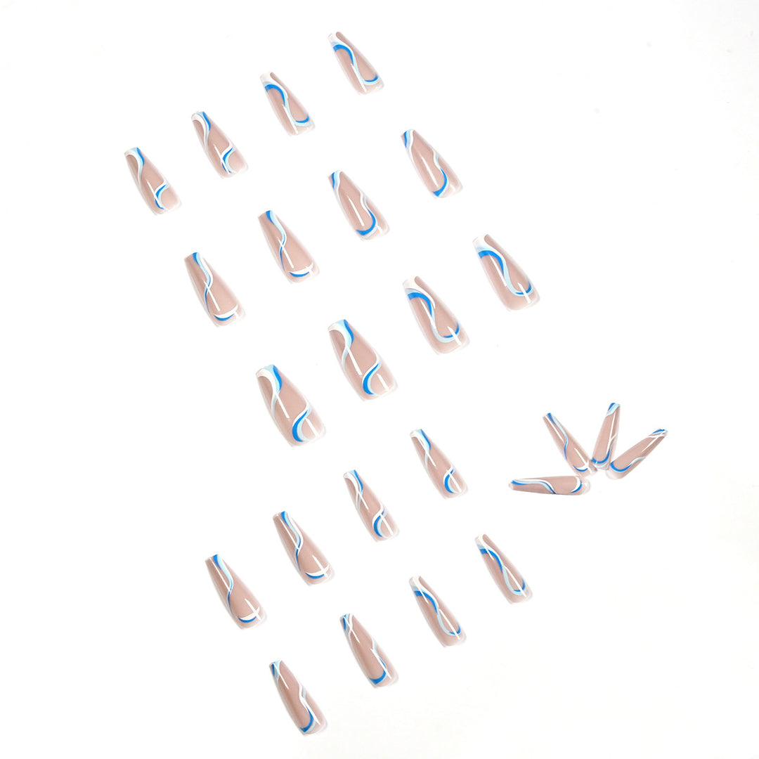 Creative Nail Extensions with Wave Pattern Stornfield