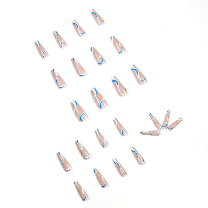 Creative Nail Extensions with Wave Pattern Stornfield