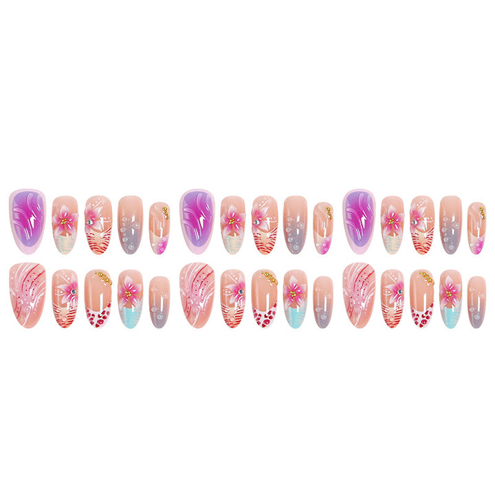 Artificial Nail Set with Floral and Glittering Accents Stornfield