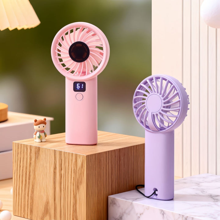 Ladies Portable Hand Fan with LED Display and Lightweight Design Stornfield
