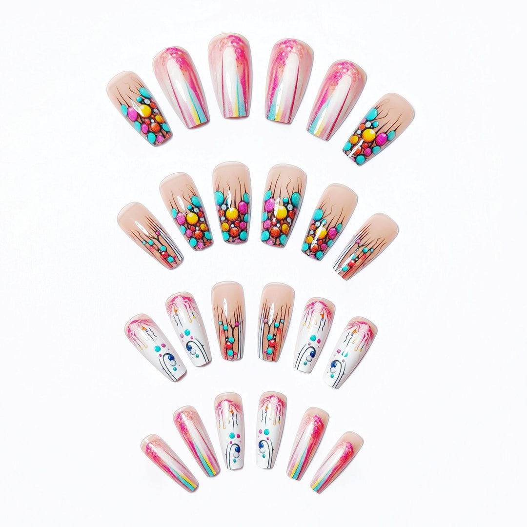 Creative artificial nails with intricate gradient and dot design Stornfield